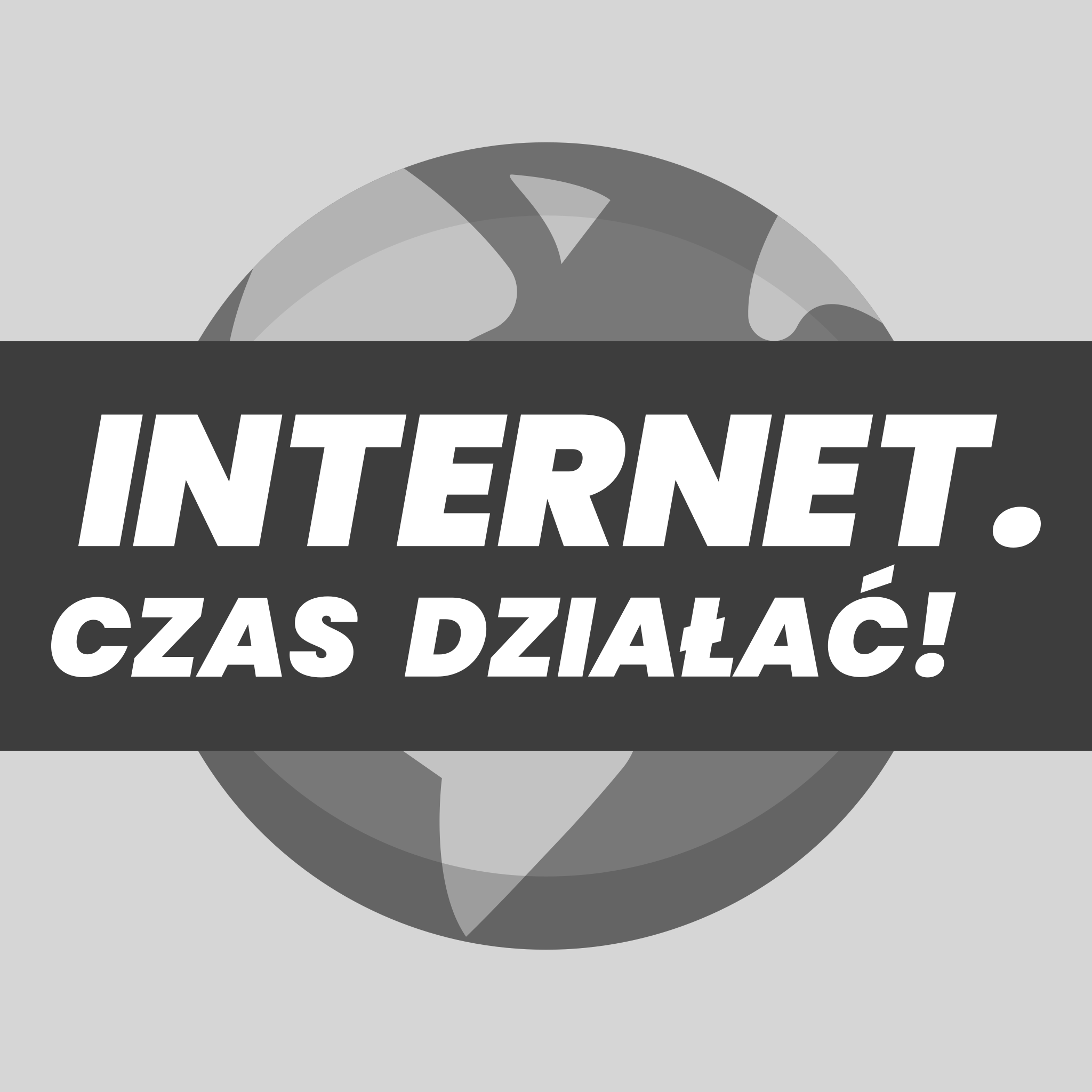 Logo podcastu Internet. Czas działać! (wersja monochrome)